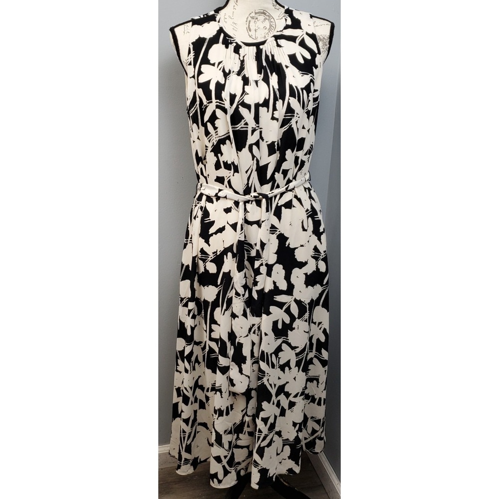 Banana Republic Georgette Shift Dress Womens S Multi Floral Sleeveless Tie Waist
